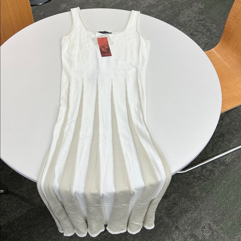 NEW with tag Peruvian Connection bianca midi pima cotton tank dress cream tan XS - Picture 2 of 9